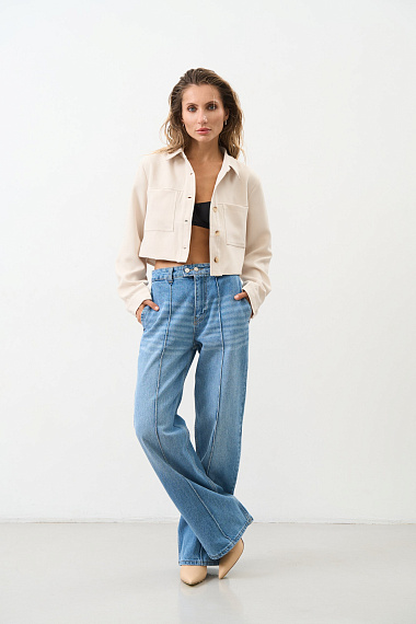 Dżinsy palazzo ze szwami w kolorze niebieskim - 1778