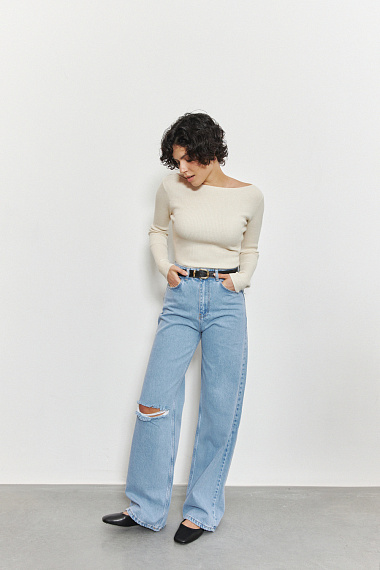 Dżinsy palazzo w kolorze niebieskim - 7007