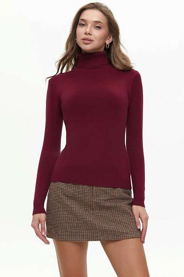 Sweter z golfem w kolorze bordowym  - 1838-22809