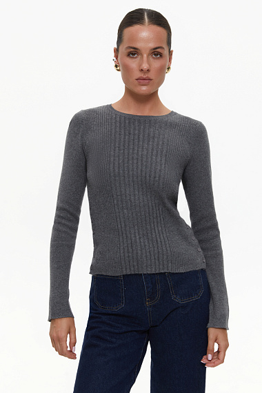 Sweter z guzikami i fakturowym splotem, szary - 2124-9008