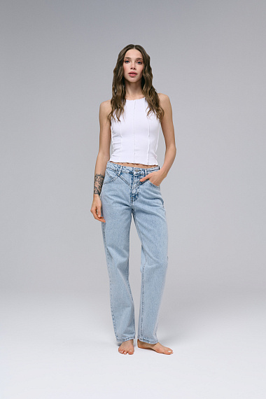 Dżinsy STRAIGHT niebieskie z kształtnym karczkiem - 1709